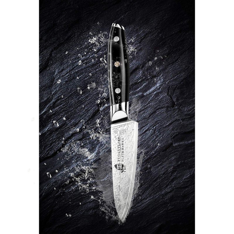 TUO Paring Knife 3.5 Inch - Ultra Sharp Peeling Knife - High Carbon Stainless Steel - Full Tang G10 Handle with Gift Box - Black Hawk S Series - Image 4